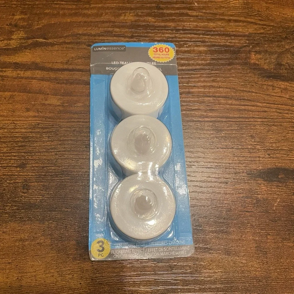 ✅Luminessence 3pk LED Flickering Tealight Candles 🕯️ Batteries Included #️⃣0126